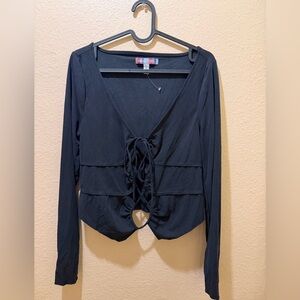 Urban Outfitters Black Lace-Up Blouse